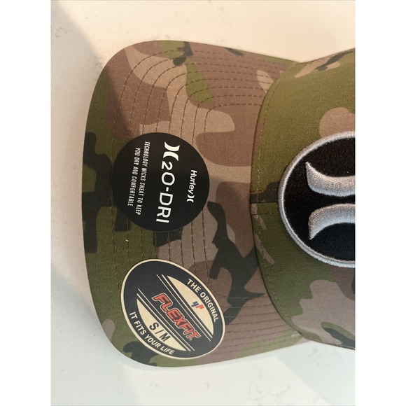 Hurley H2O Dri Super Icon Camo Black Gray Patch Hat S/M‎ Small Medium - Picture 2 of 7